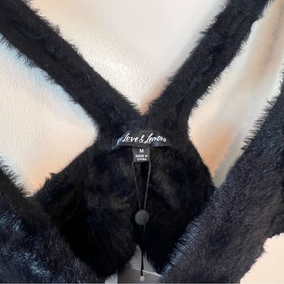 NWT For Love & Lemons Devon Fuzzy Bralette Top in Black M - Picture 6 of 8